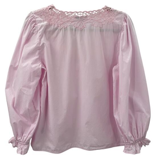 J. Crew S V-Neck Top Eyelet Trim Pink BL038 Spring Summer - Picture 10 of 10